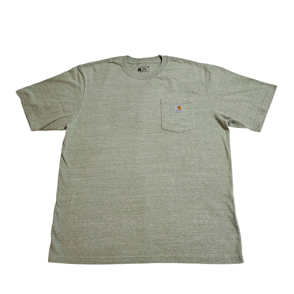 Carhartt Pocket T-Shirt‎ Large Heather Green Loose Fit Tee Mens Workwear Logo